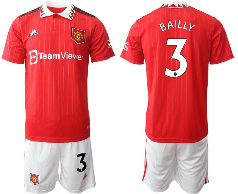 Men 2022-2023 Club Manchester United home Red #3 Adidas Soccer Jersey->manchester united jersey->Soccer Club Jersey